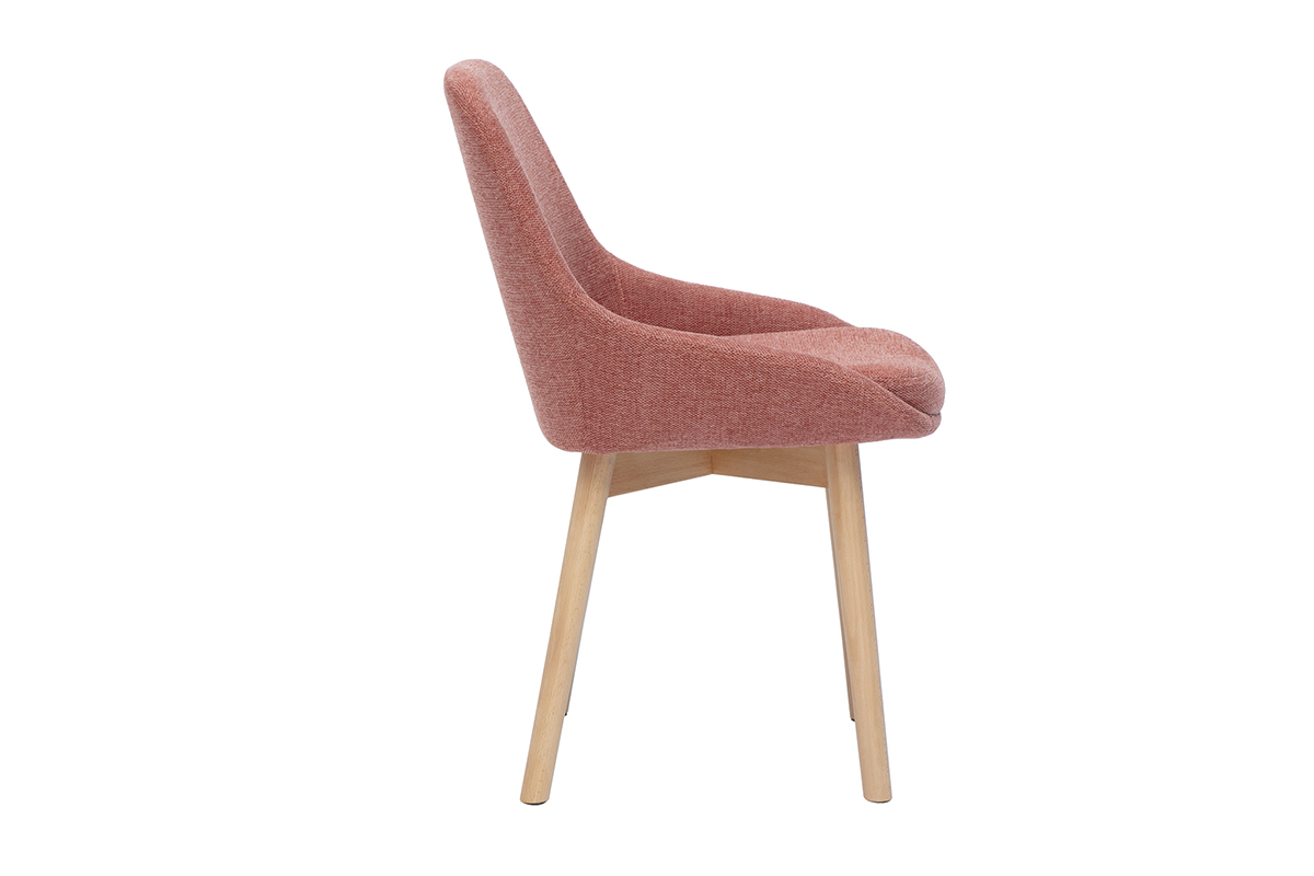 Skandinavische Sthle aus Terrakotta-samtartigem Strukturstoff und hellem Massivholz (2er Set) HOLO