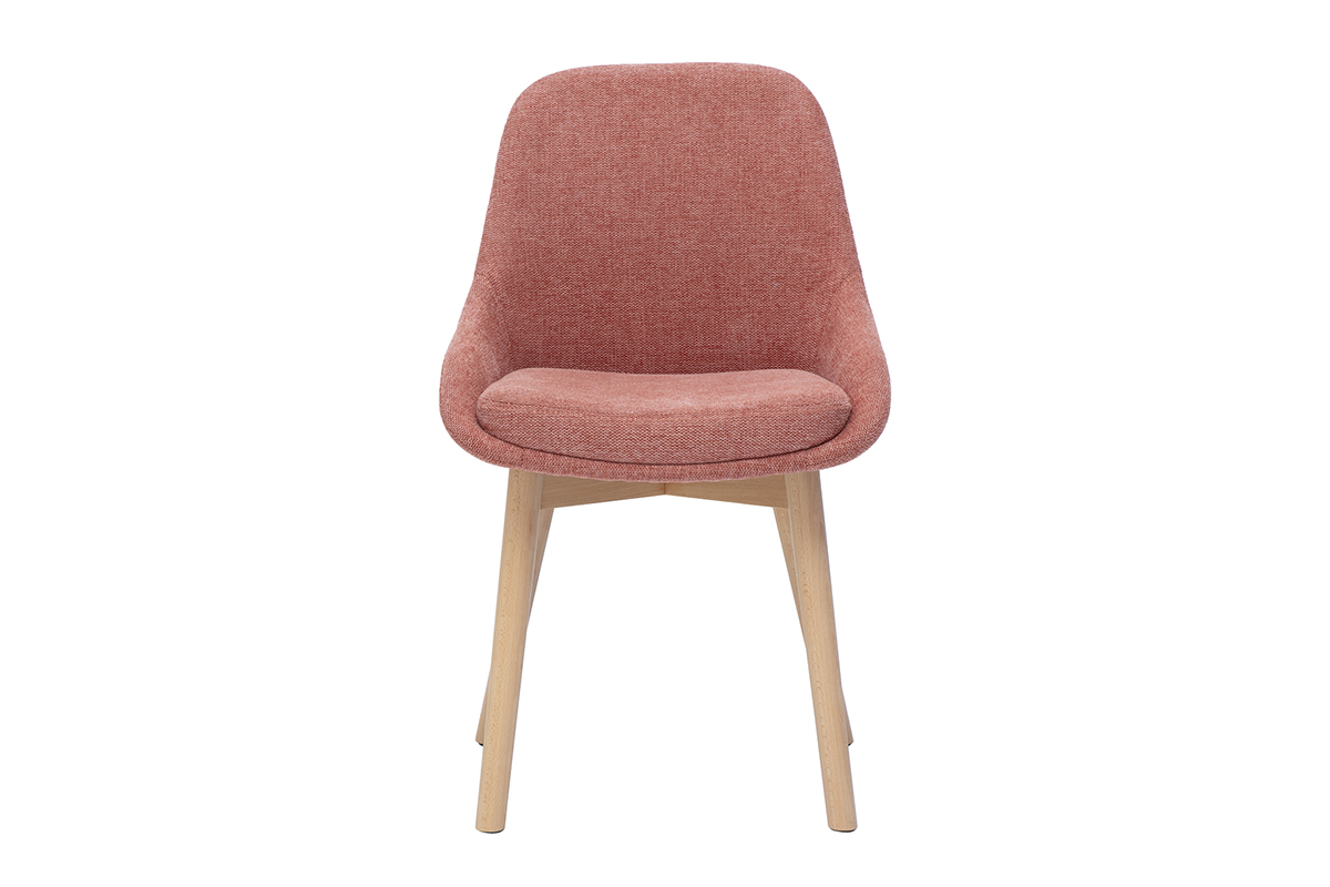 Skandinavische Sthle aus Terrakotta-samtartigem Strukturstoff und hellem Massivholz (2er Set) HOLO
