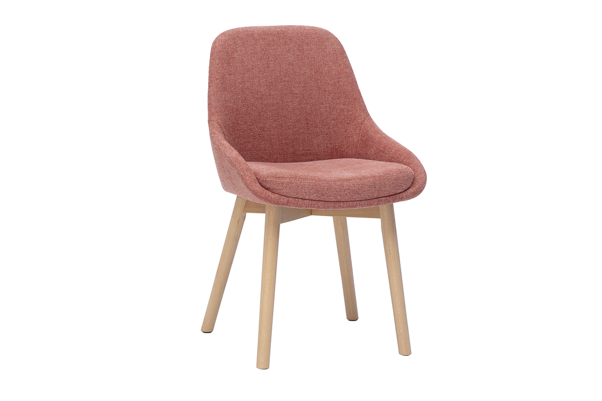 Skandinavische Sthle aus Terrakotta-samtartigem Strukturstoff und hellem Massivholz (2er Set) HOLO