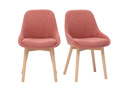 Skandinavische Stühle aus Terrakotta-samtartigem Strukturstoff und hellem Massivholz (2er Set) HOLO