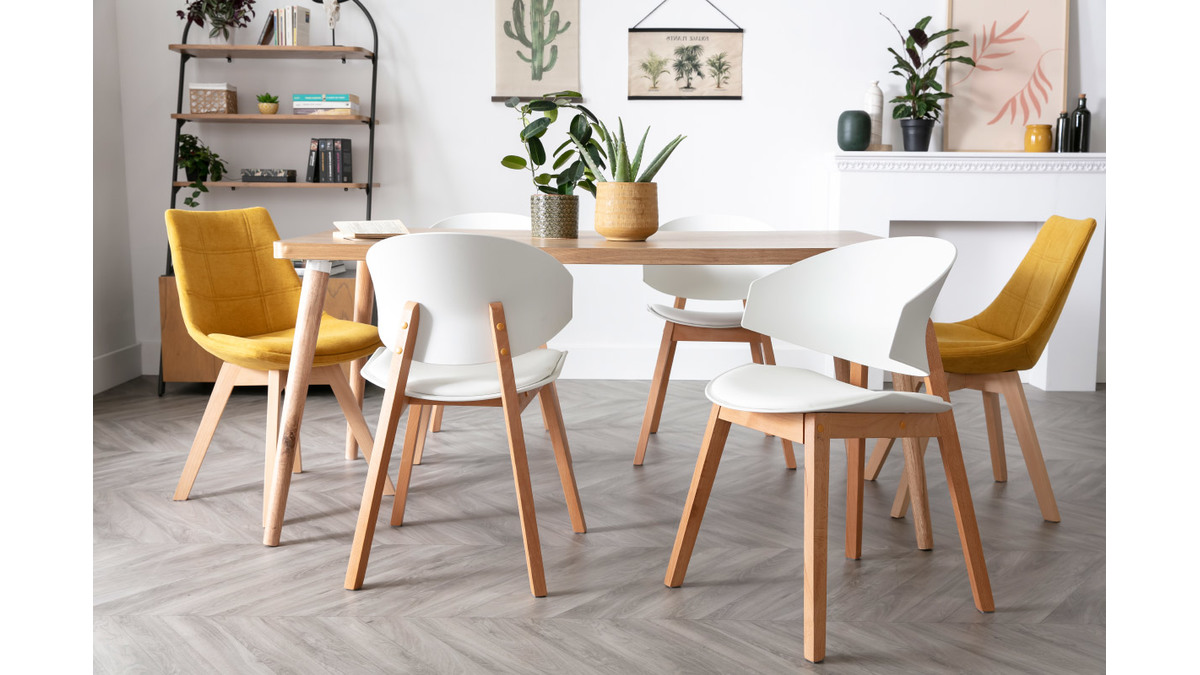 Skandinavische Stühle aus weißem und hellem Holz (2er-Set) BOLEM