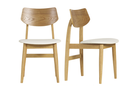 Skandinavische Stühle in Weiß mit hellem Holz (2er Set) ELION