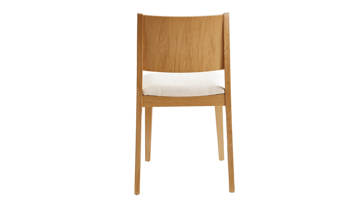 Skandinavische Stühle mit Bouclé-Stoff in Ecru und heller Eiche (2er-Set) MELVIL