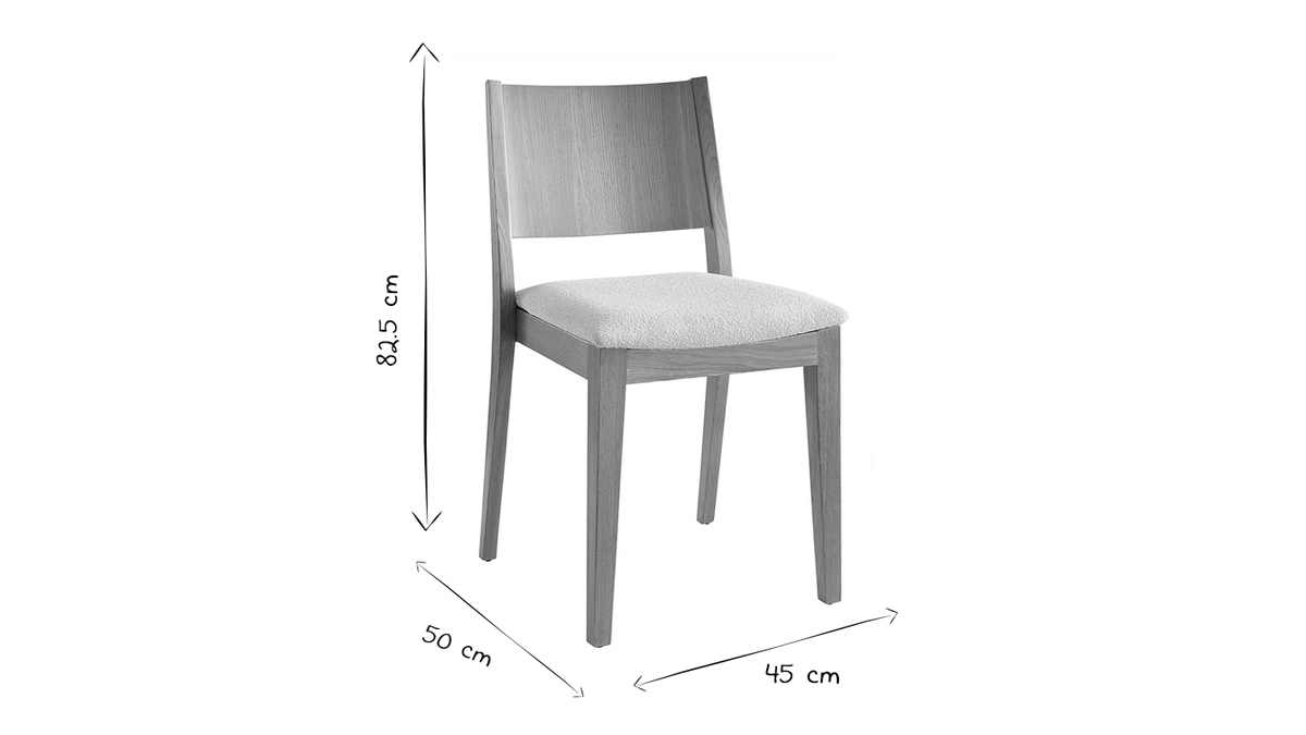 Skandinavische Stühle mit Bouclé-Stoff in Ecru und heller Eiche (2er-Set) MELVIL