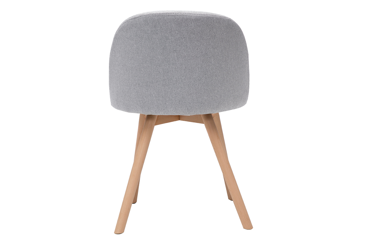 Skandinavische Sthle mit hellgrauem Stoff und massivem Buchenholz (2er-Set) CELESTE