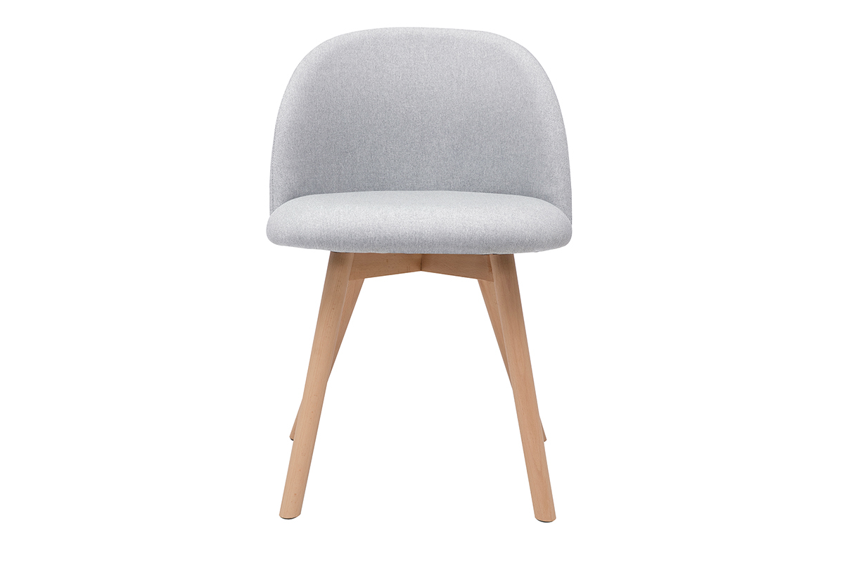 Skandinavische Sthle mit hellgrauem Stoff und massivem Buchenholz (2er-Set) CELESTE