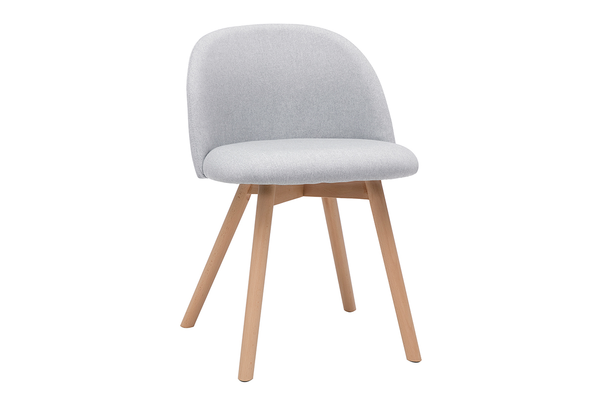 Skandinavische Sthle mit hellgrauem Stoff und massivem Buchenholz (2er-Set) CELESTE