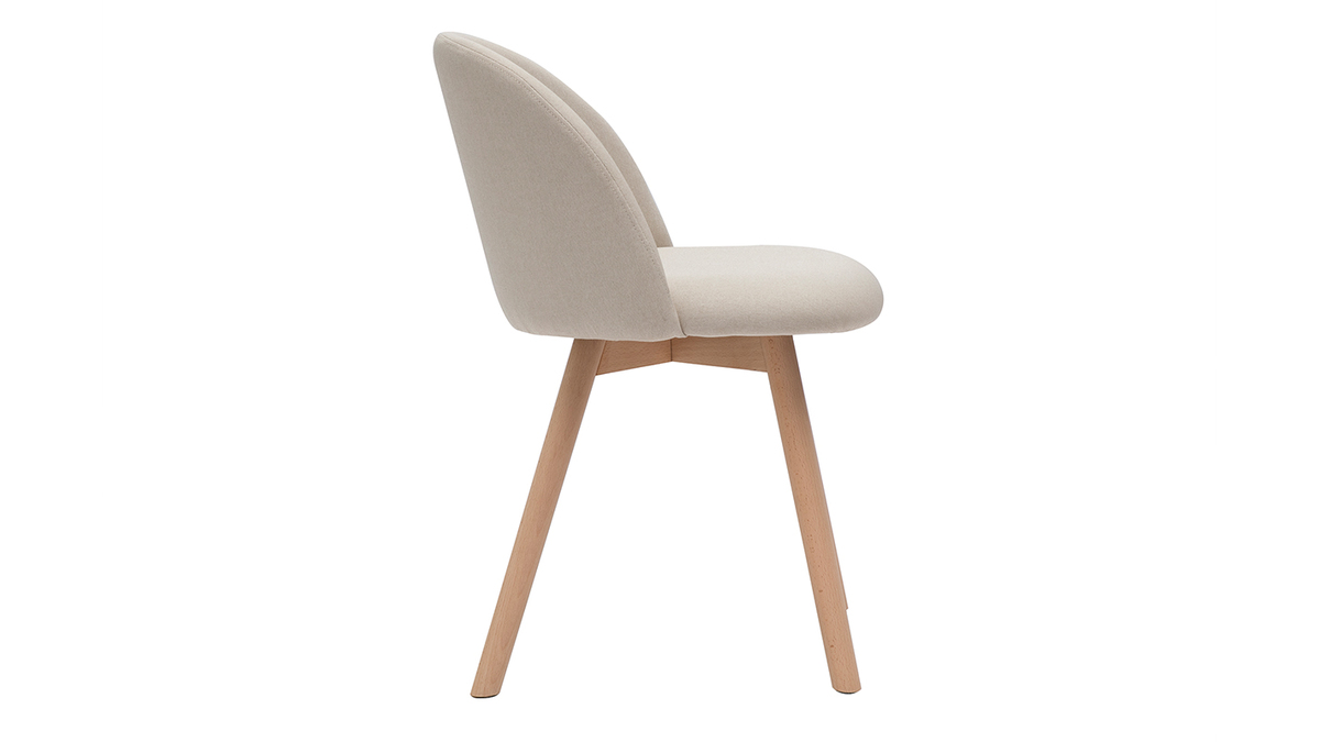 Skandinavische Stühle mit naturfarbenem Stoff und massivem Buchenholz (2er-Set) CELESTE