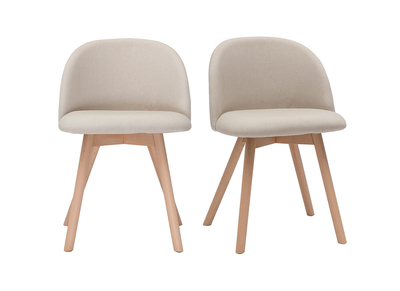 Skandinavische Stühle mit naturfarbenem Stoff und massivem Buchenholz (2er-Set) CELESTE