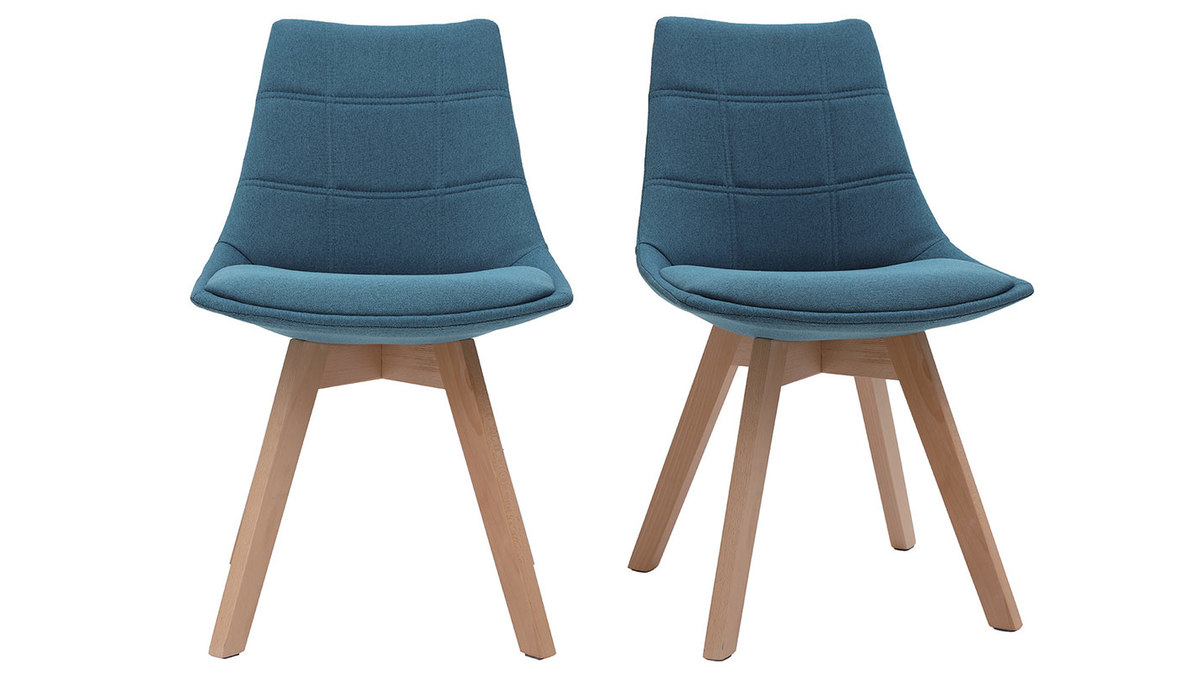 Skandinavische Stühle mit Stoff in Blaugrün (2er-Set) MATILDE