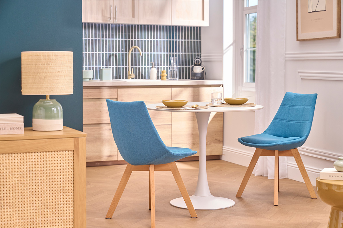 Skandinavische St�hle mit Stoff in Blaugr�n (2er-Set) MATILDE