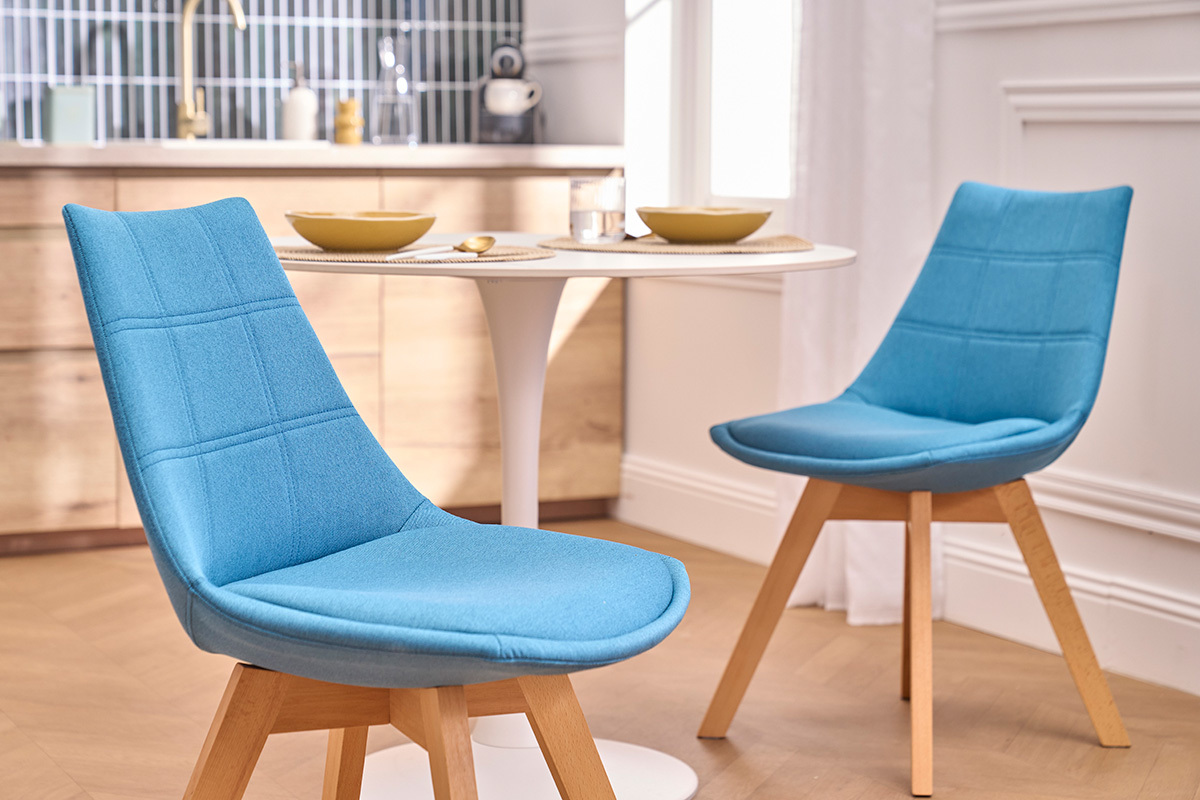 Skandinavische St�hle mit Stoff in Blaugr�n (2er-Set) MATILDE