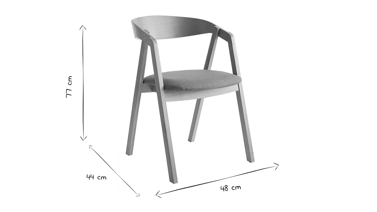 Skandinavische Sthle stapelbar aus hellem Eichenholz und schwarzem Stoff (2er-Set) LOVA