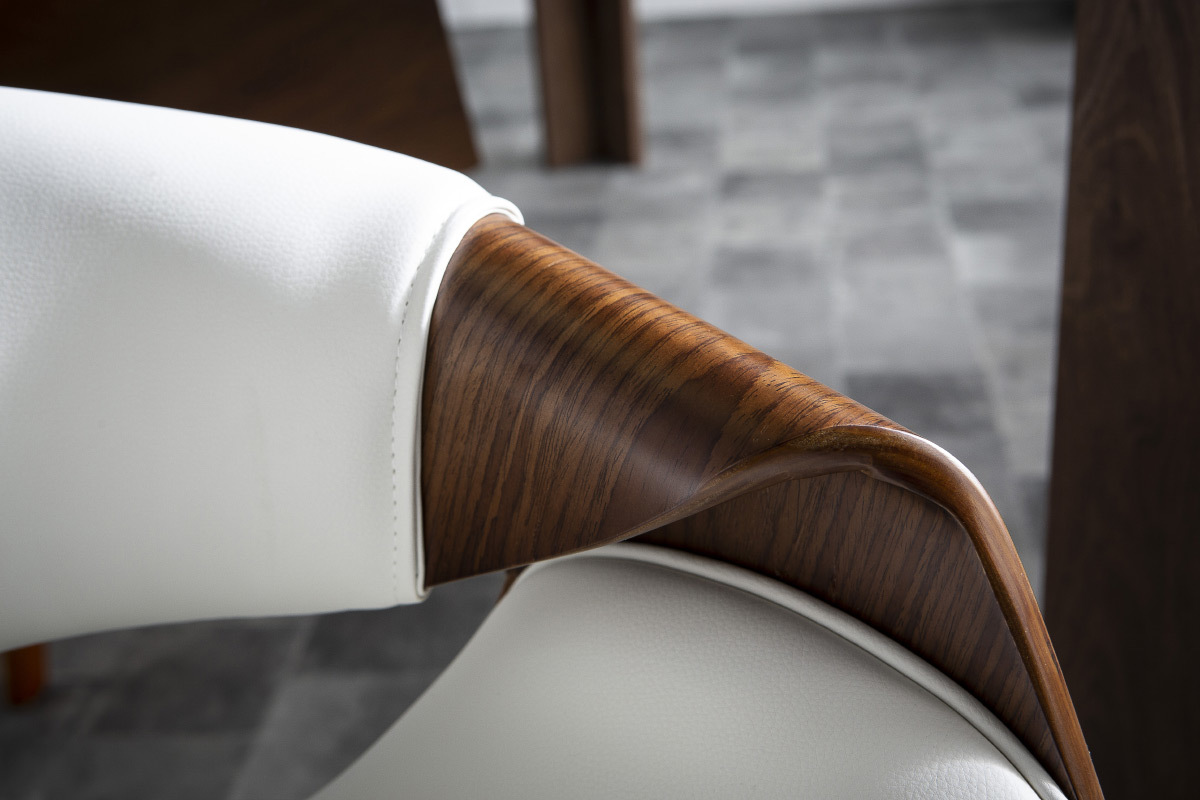 Skandinavischer Armstuhl, wei� und dunkles Holz ARAMIS