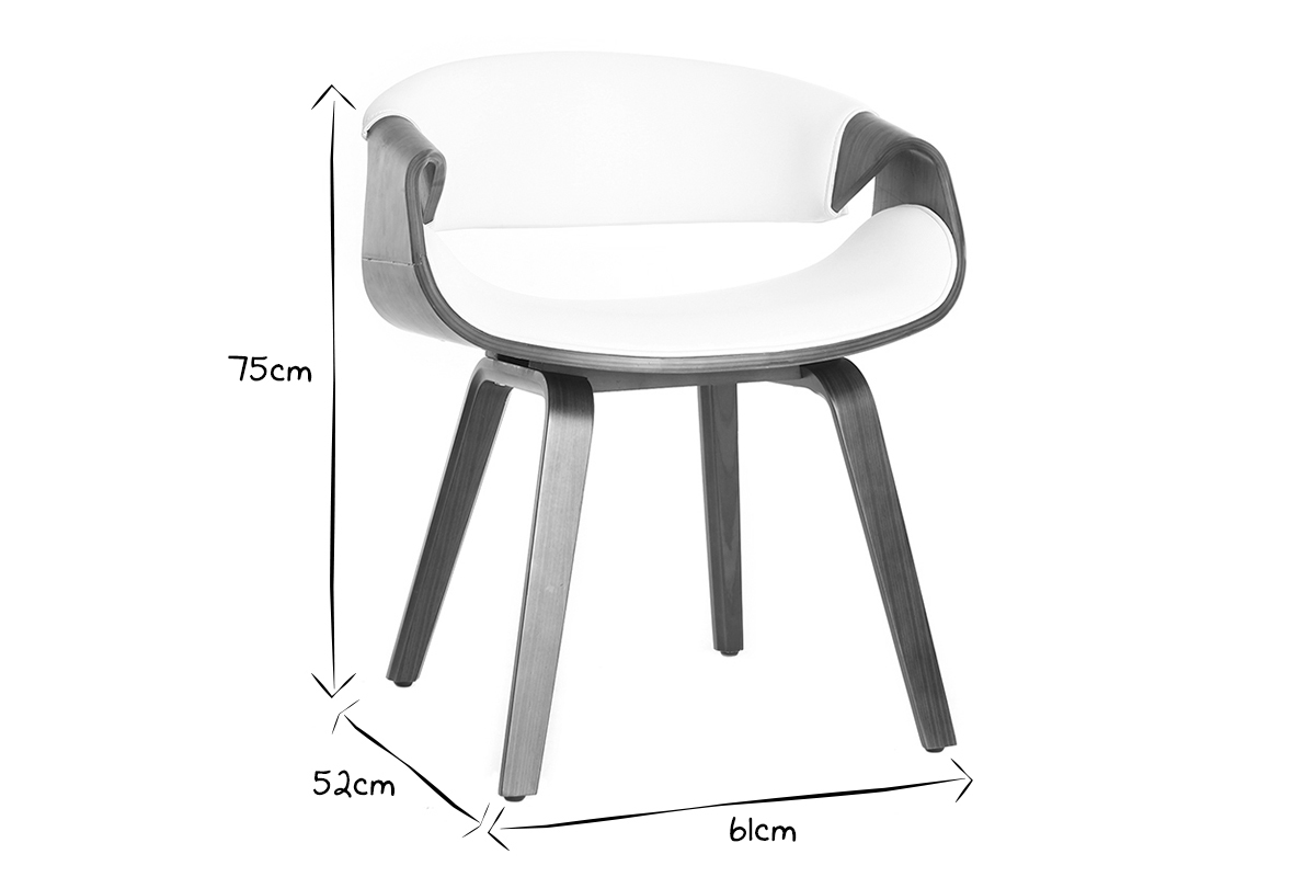 Skandinavischer Armstuhl, wei� und dunkles Holz ARAMIS