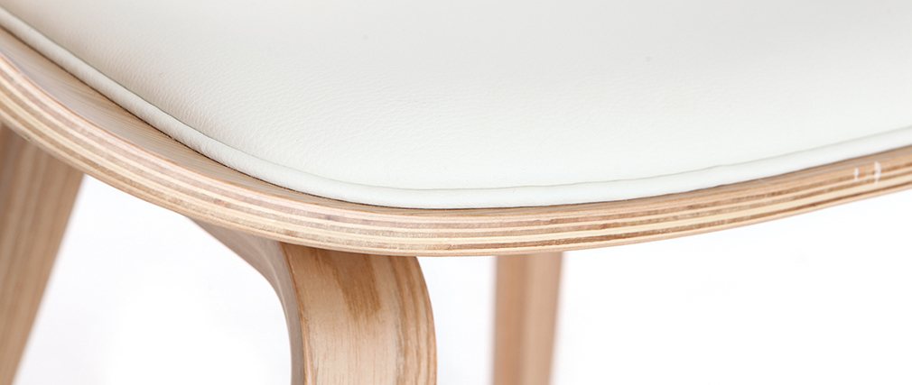 Skandinavischer Armstuhl, weiß und helles Holz OKTAV - Miliboo