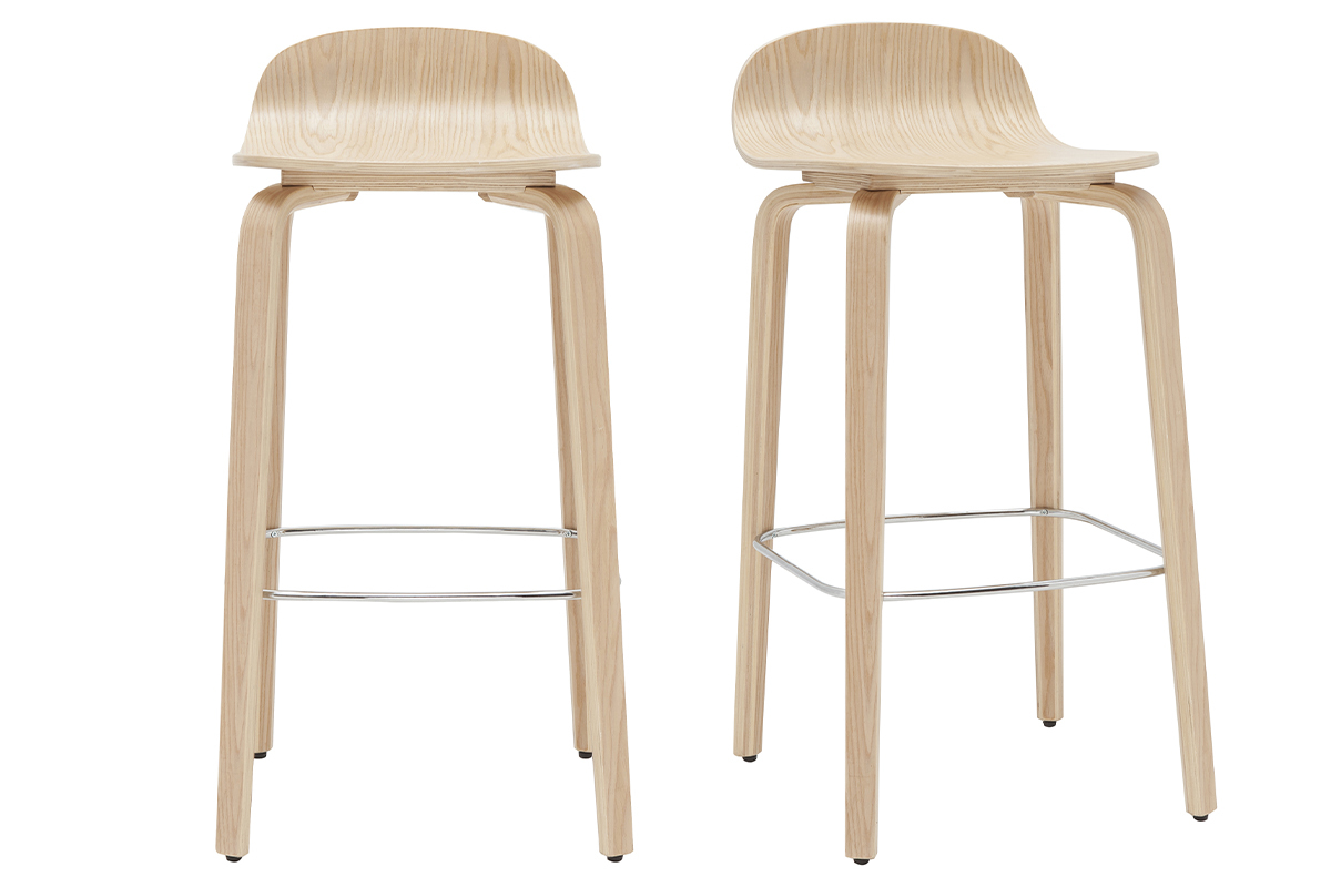 Skandinavischer Barhocker aus Eichenholz (2er-Set) OBRA