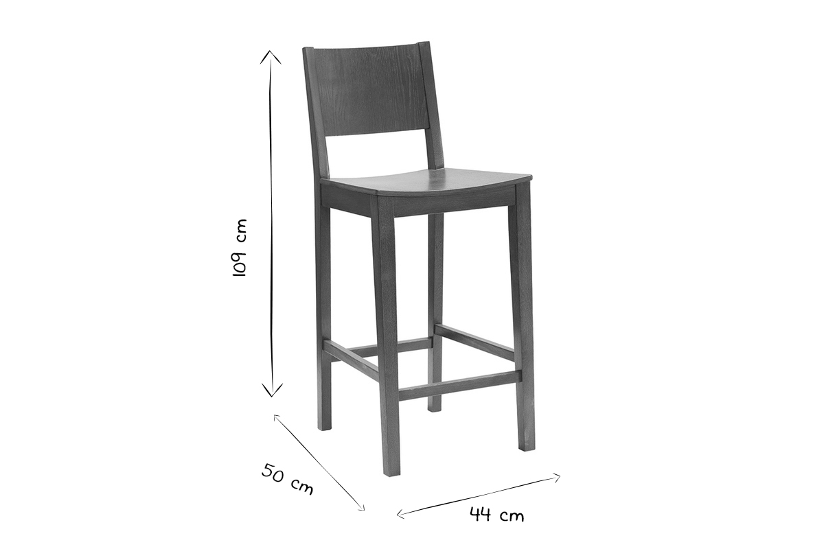 Skandinavischer Barhocker aus Eichenholz H65 cm MELVIL
