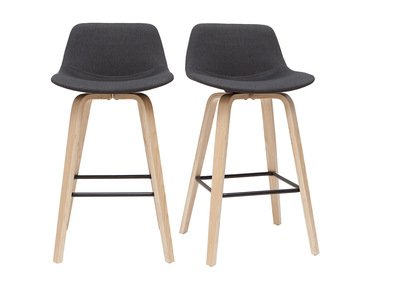 Skandinavischer Barhocker dunkelgrauer Stoff 65 cm (2er-Set) NONIE