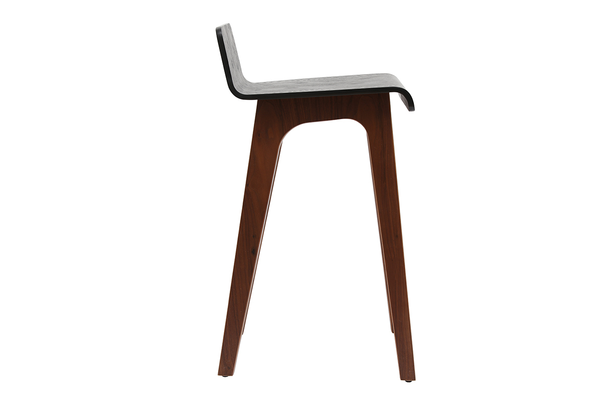 Skandinavischer Barhocker in Schwarz und Walnuss (2er-Set) BALTIK