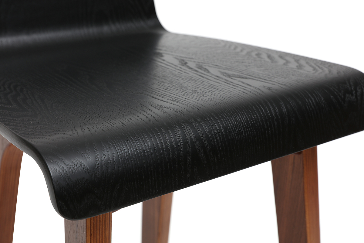 Skandinavischer Barhocker in Schwarz und Walnuss (2er-Set) BALTIK