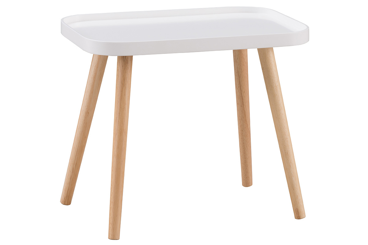 Skandinavischer Couchtisch Wei und helles Holz BENTO