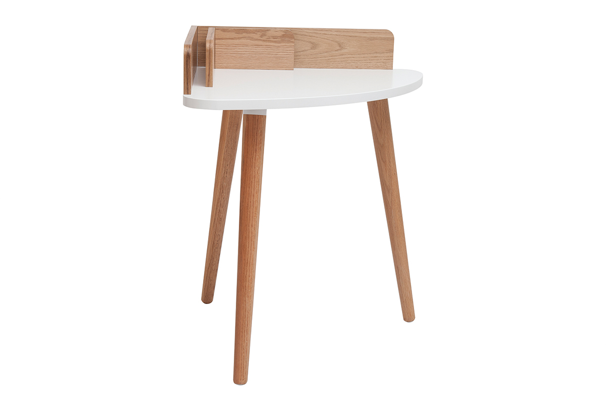 Skandinavischer Eckschreibtisch wei und Holz TOGARY