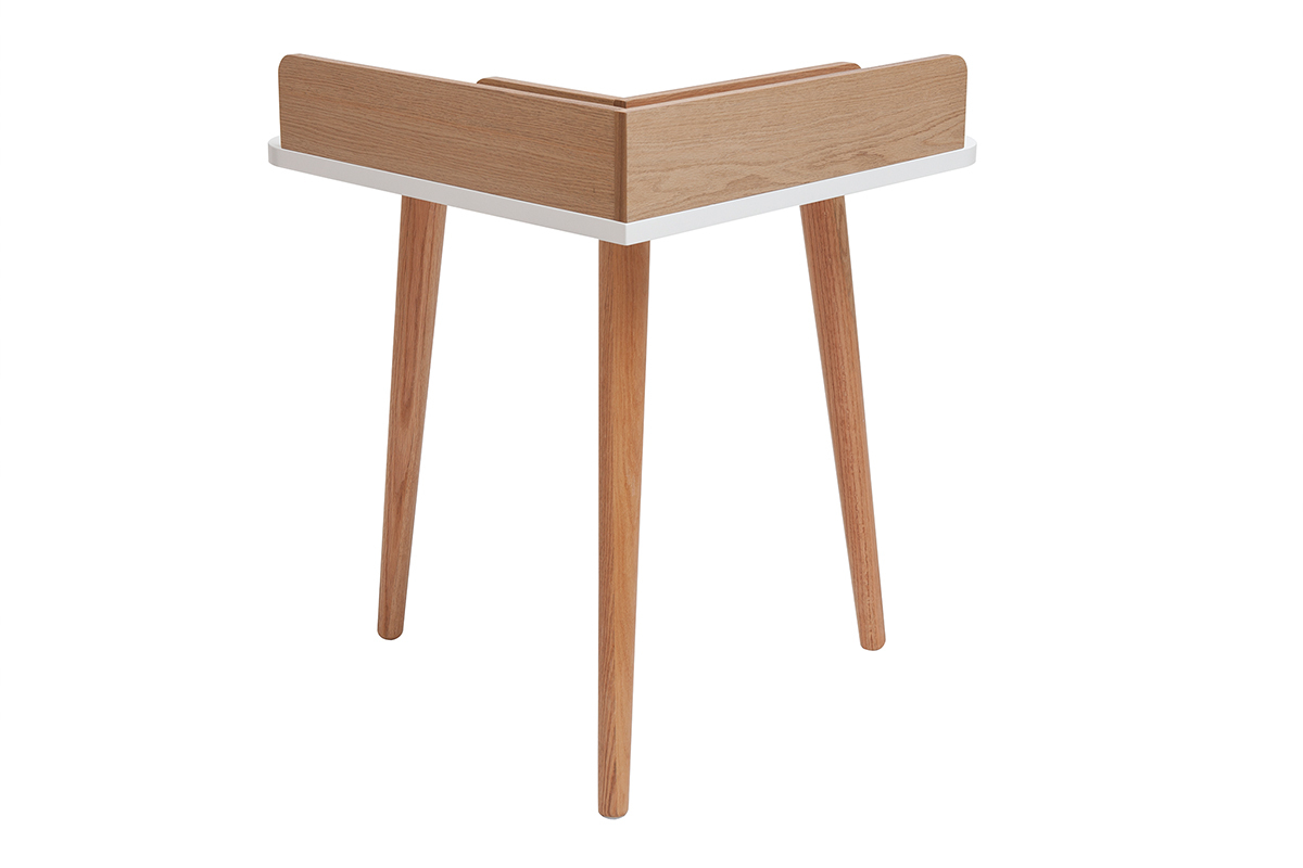 Skandinavischer Eckschreibtisch wei und Holz TOGARY