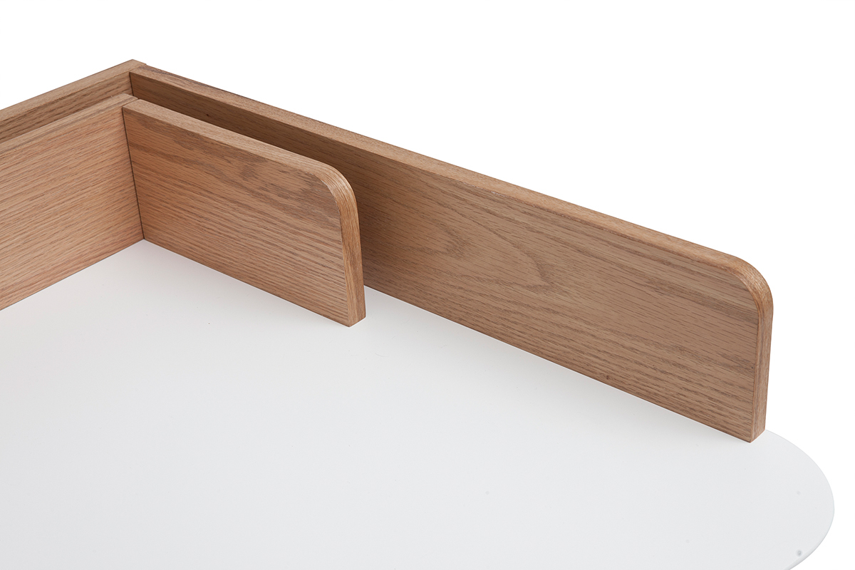 Skandinavischer Eckschreibtisch wei und Holz TOGARY