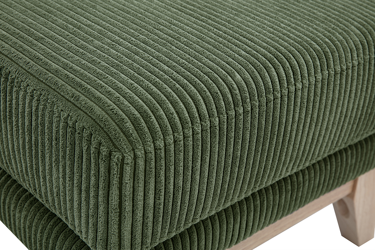 Kakigr�ner Cord-Pouf mit hellen Holzbeinen, vergr��erte Ansicht.