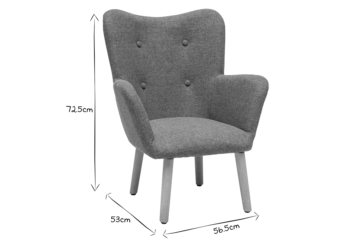 Skandinavischer Kindersessel aus graugrnem Stoff und hellem Holz BABY BRISTOL