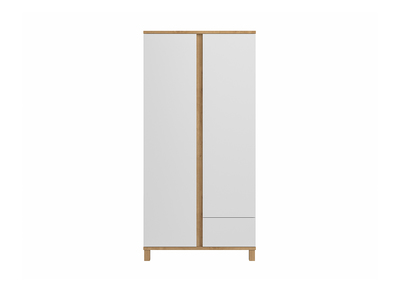 Skandinavischer Kleiderschrank mit Hängevorrichtung und Einlegeböden weiß und holzfarben EILIE - Skandinavischer Kleiderschrank mit Hängevorrichtung und Einlegeböden weiß und holzfarben EILIE