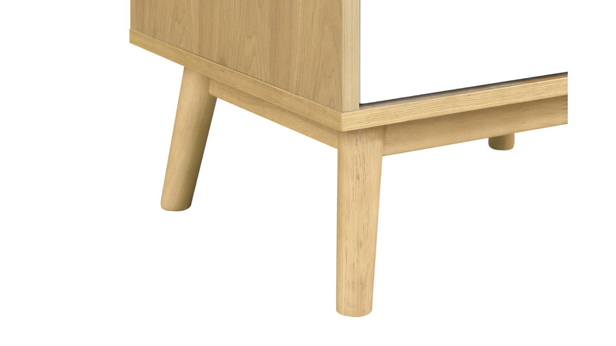 Skandinavischer Nachttisch aus hellem Holz in wei mit 2 Schubladen TALIA