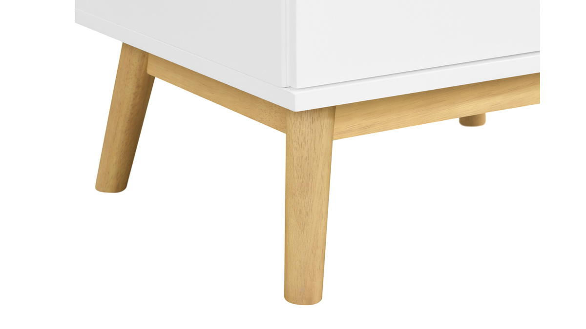 Skandinavischer Nachttisch in wei und aus Holz 2 Schubladen FELIX