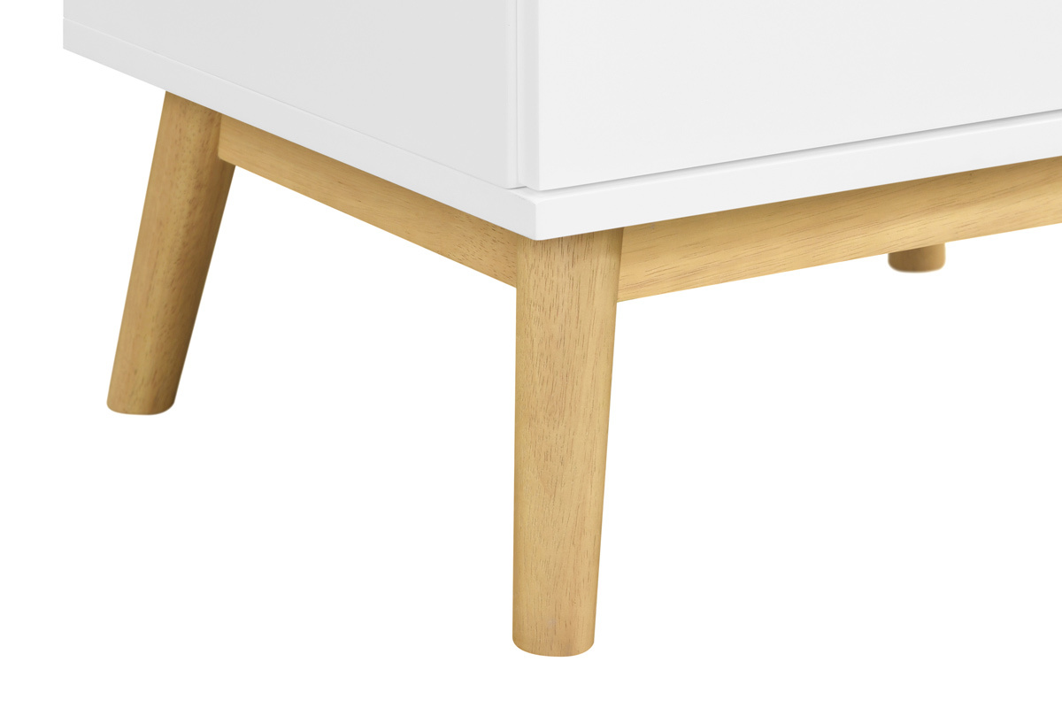 Skandinavischer Nachttisch in wei und aus Holz 2 Schubladen FELIX