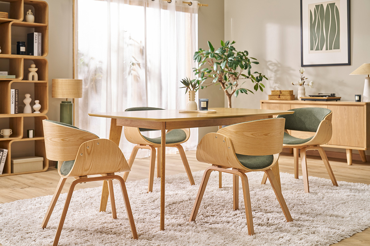 Skandinavischer rechteckiger Esstisch aus dunklem Holz, Nussbaum, L150 cm LEENA