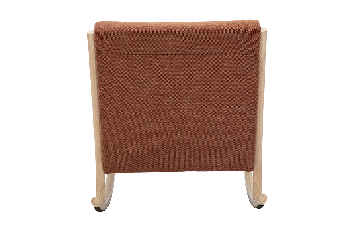 Skandinavischer Schaukelstuhl aus rostbraunem Stoff mit Samteffekt und hellem Massivholz DERRY