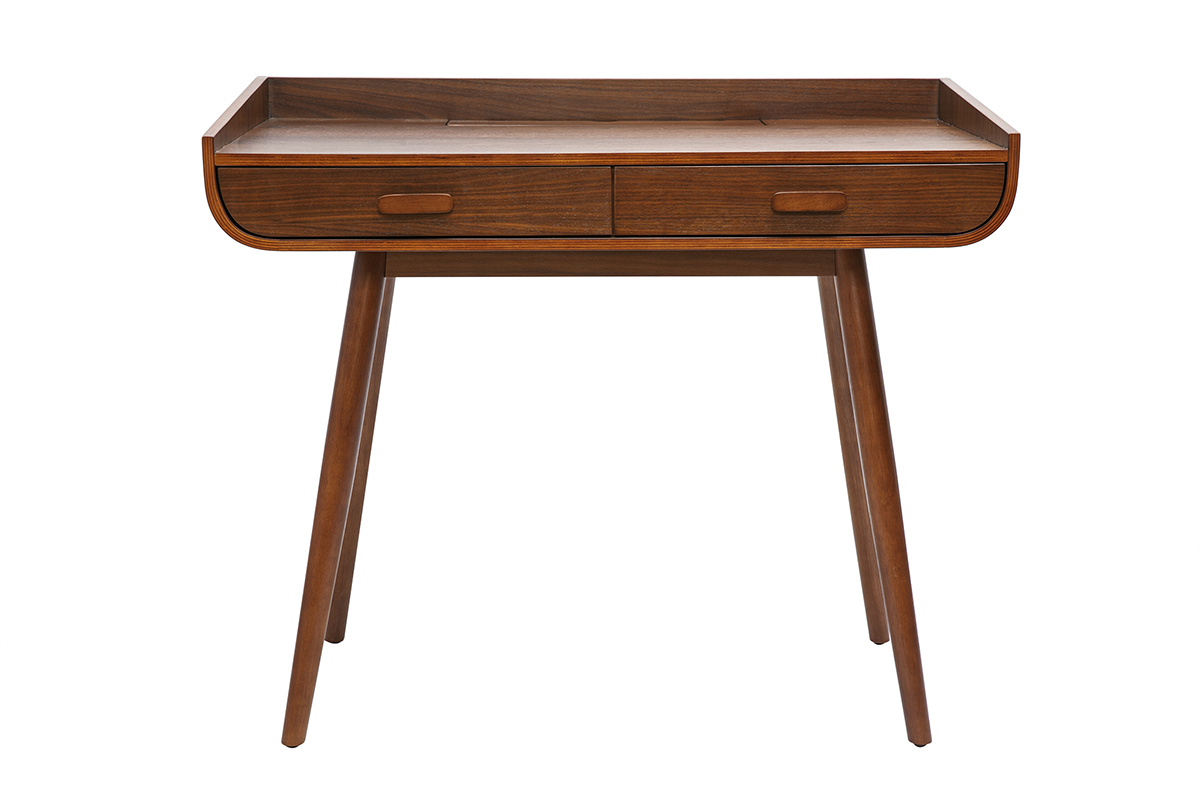 Skandinavischer Schreibtisch aus dunklem Holz mit 2 Schubladen L100 cm HALLEN