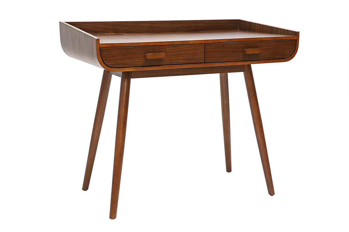 Skandinavischer Schreibtisch aus dunklem Holz mit 2 Schubladen L100 cm HALLEN