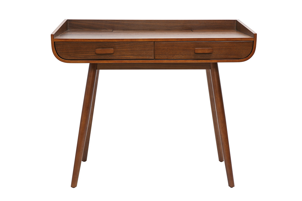 Skandinavischer Schreibtisch aus dunklem Holz mit 2 Schubladen L100 cm HALLEN