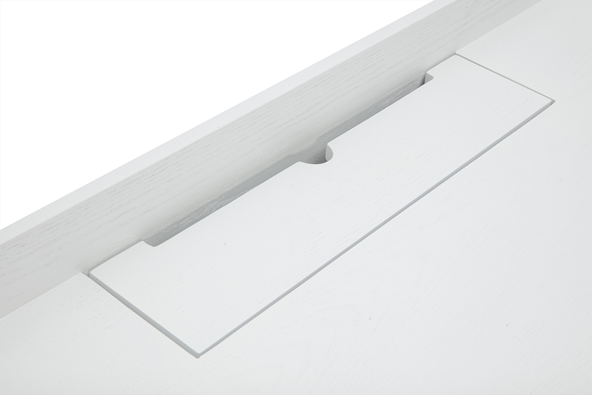 Skandinavischer Schreibtisch in Wei und hellem Holz mit 2 Schubladen Aufbewahrung L100 cm HALLEN