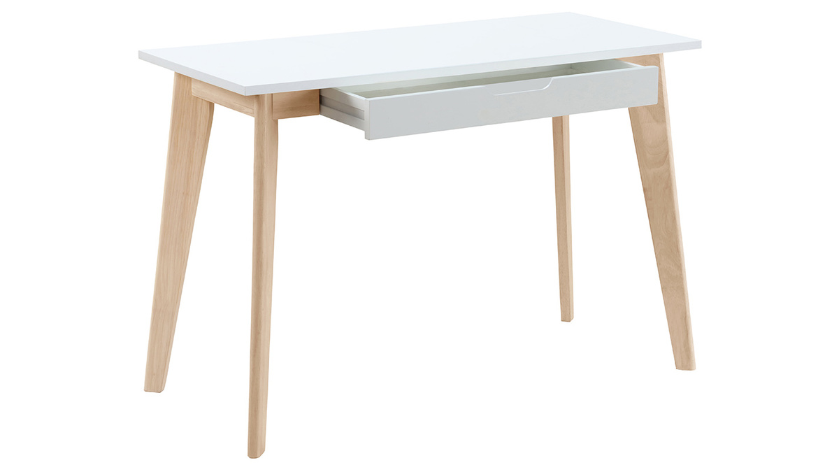 Skandinavischer Schreibtisch LEENA weißes Holz