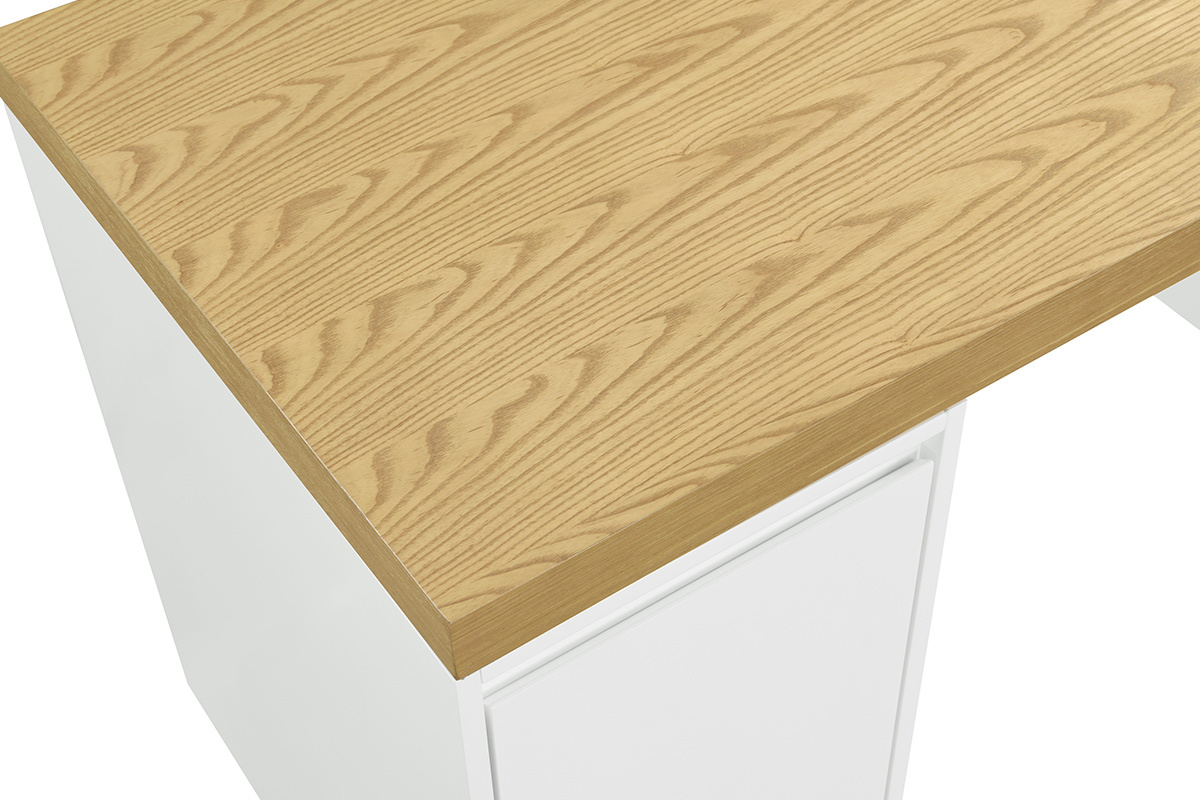 Skandinavischer Schreibtisch mit 2 wei�en geschlossenen Sockeln RACKEL