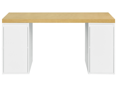 Skandinavischer Schreibtisch mit 2 weißen geschlossenen Sockeln RACKEL