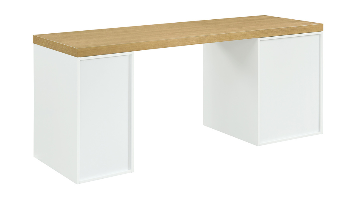 Skandinavischer Schreibtisch mit offenem Unterbau und weier Schublade RACKEL