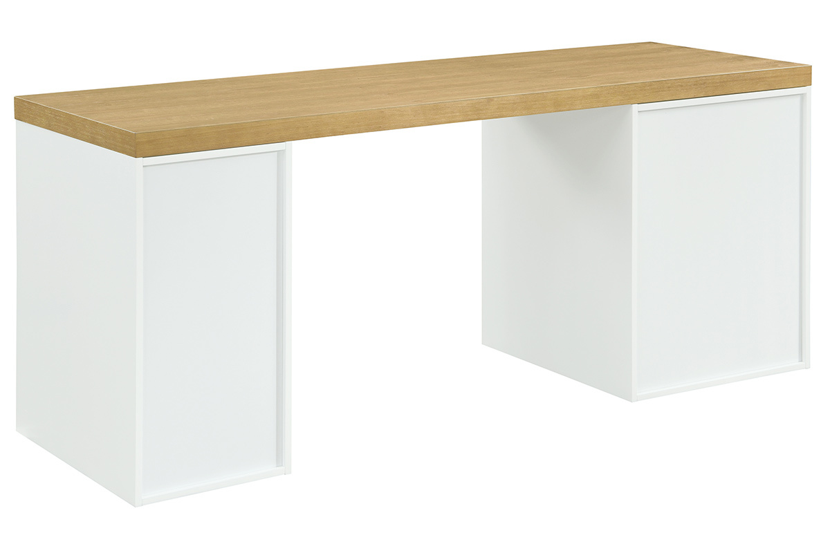 Skandinavischer Schreibtisch mit offenem Unterbau und weier Schublade RACKEL