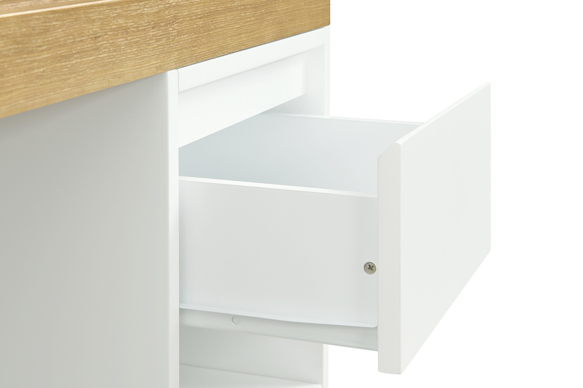 Skandinavischer Schreibtisch mit offenem Unterbau und weier Schublade RACKEL