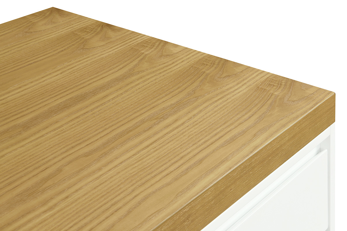 Skandinavischer Schreibtisch mit Schublade und geschlossenem Schrank wei RACKEL