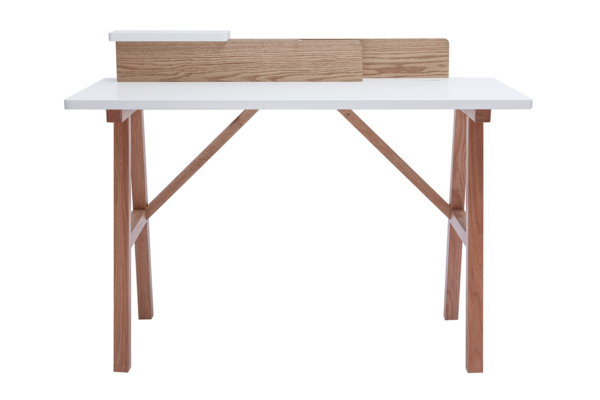 Skandinavischer Schreibtisch Wei und Holz B 120 cm TOGARY