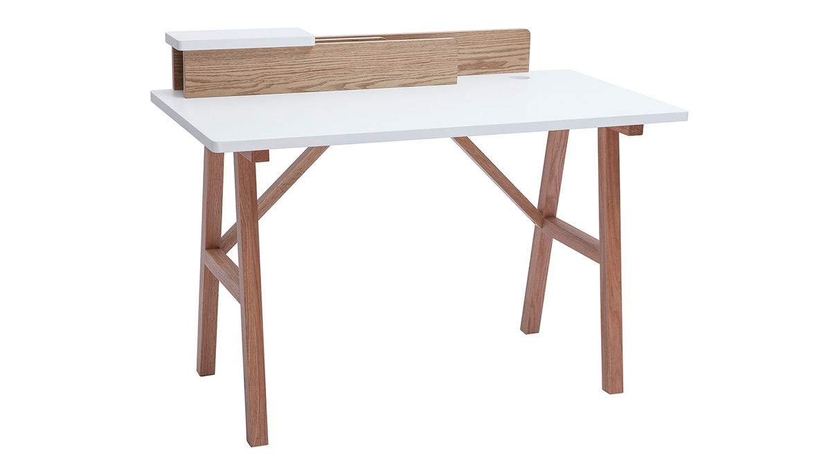 Skandinavischer Schreibtisch Weiß und Holz B 120 cm TOGARY